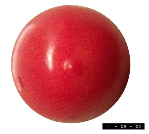 Bottom view of a store-bought cherry tomato.  About 1" in diameter, rather red in color, and - to my eye, at least - quite intelligent looking.  That's why I spent quite a bit of time attempting to teach it to talk.  I know that may sound a bit strange, but I've met quite a few people in my life who have not looked intelligent at all, yet somehow managed to spew words like a verbal version of Old Faithful. Alas, my efforts came to nought.  Sometimes you just have to take the loss and move on to trying to teach an orange to sing.  (I DID manage to teach it how to fall off a table... once.  But it moves me to tears to think about it - so I won't.)     