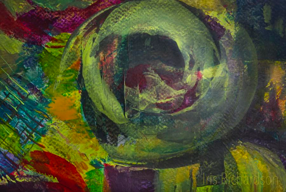 Rays of Color III: Warm color rays contrast with cool blue-green accents, creating a vibrant abstract. 