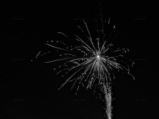 Fireworks, black and white, photo