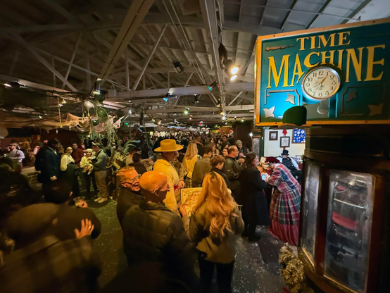 Crowd photo in front of of the Time Machine display.