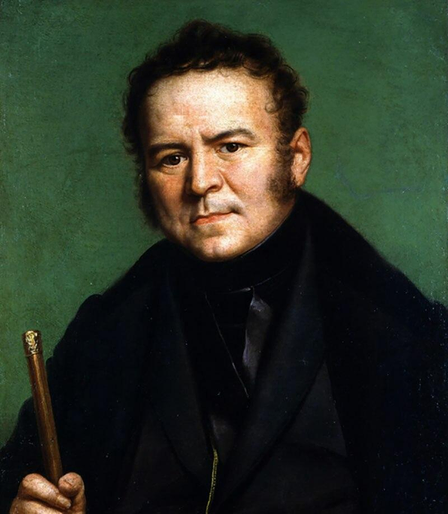 Portrait de Stendhal par Ducis, 1835, Bibliothèque Sormani, Milan. Portrait mélancolique.

An 1835 oil portrait of French writer Stendhal by Johan-Nepomuk Ender (attributed to Ducis), housed at the Bibliothèque Sormani in Milan. The melancholic portrait shows the author of "The Red and the Black" in dark formal attire against a muted green background, holding an elegant walking stick, capturing his contemplative demeanor during his mature years.

https://commons.wikimedia.org/wiki/File:Stendhal_par_Ducis.jpg