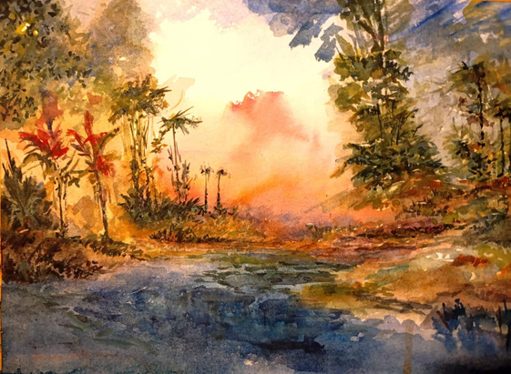 Jungle series 
Watercolor painting 
Cotton paper 
#art #mastoArt #watercolor #landscape #trees 