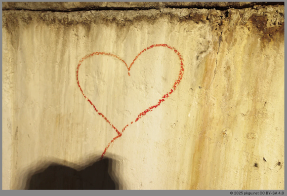 Heart mark drawn by lipstick.