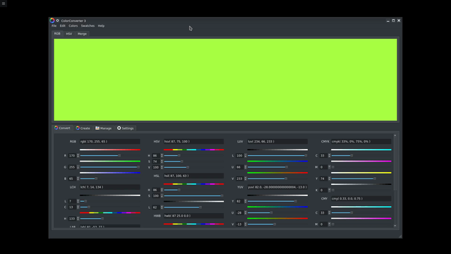 A screenshot of a color converter application built with PyQt5.