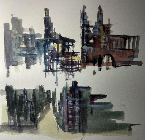 Street urban sketch 
Watercolor 
Cotton paper
#art #mastoArt #watercolor #painting 