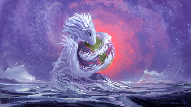 We are on an unknown cold and snowy planet. In the middle of our attention, we see planet Earth heating up. Earth is hugged by a friendly-looking snow creature, personifying coldness, and fitting well into these weather conditions and scenery. It is at one with nature. Its hugging arms become wind and snow. Doing its best by cooling down the planet until the ideal temperature is restored. In the hope, that this love and attention won't be too late.

https://www.deviantart.com/sylviaritter/art/Speedpainting-07122024-1131020831