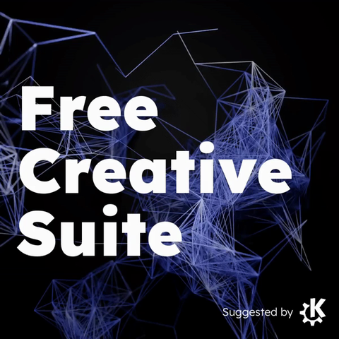 A cool animation announcing the "Free Creative Suite" as suggested by KDE