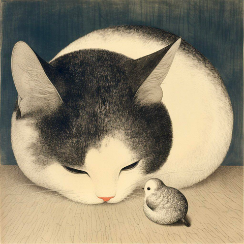 les volumes sphériques voisins d’un chat et d’un oiseau