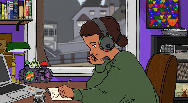 customized image of the lofi girl in her study