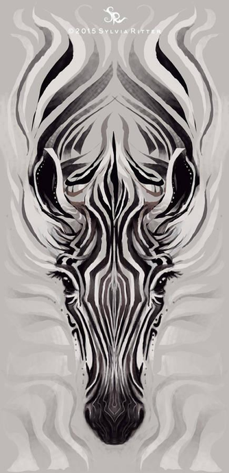 A zebra portrait. The zebra is swimming in water. The lines between this precious animal and the water merge softly into one another. Mostly grayscale colors with a hint of a warmer color. Painted in 2015 with Krita <3.
https://www.deviantart.com/sylviaritter/art/Z-505172157