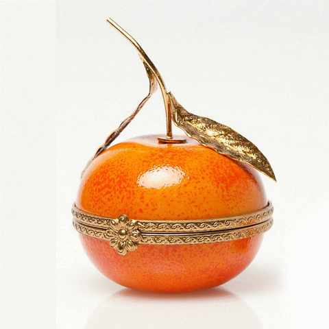 pilulier mandarine en porcelaine de Limoges