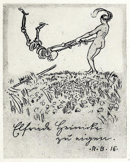 une jeune fille faisant danser la mort