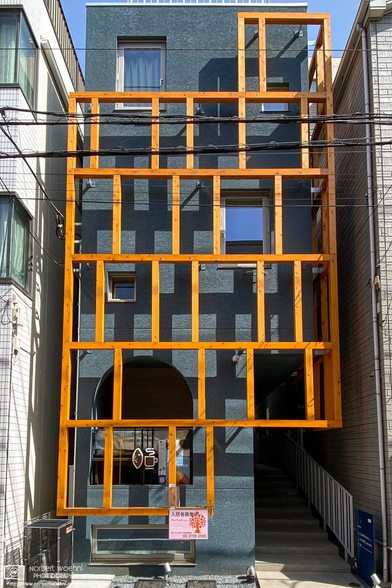 Modern architecture elements in the Okusawa area of Setagaya in Tokyo, Japan