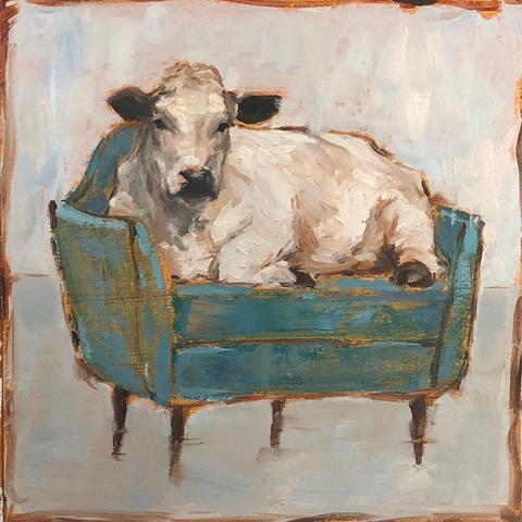 confidences d’une vache restée à la maison sur son fauteuil