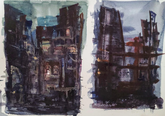 Streets 
Watercolor painting 
Cotton paper 
#art #watercolor #mastoArt #painting 