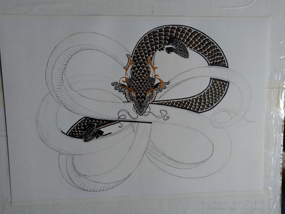 A dragon drawing in progress
