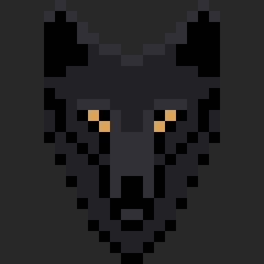 Black wolf opening his jaws and swallowing the camera!