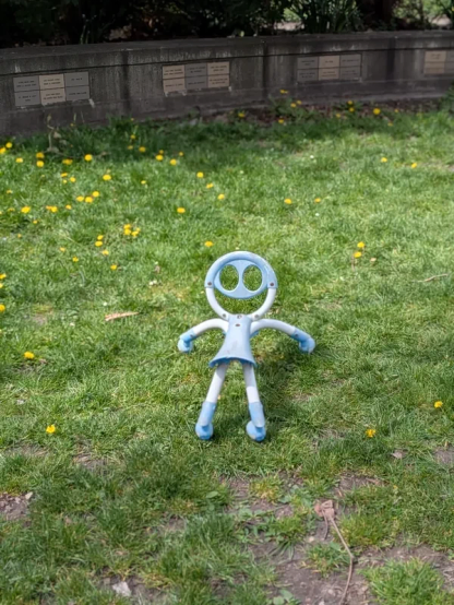 Closeup of a blue child's riding toy