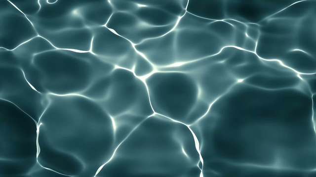 An slow-motion animation of simulated sunlight refraction patterns on the bottom of a pool, turquoise with white highlights