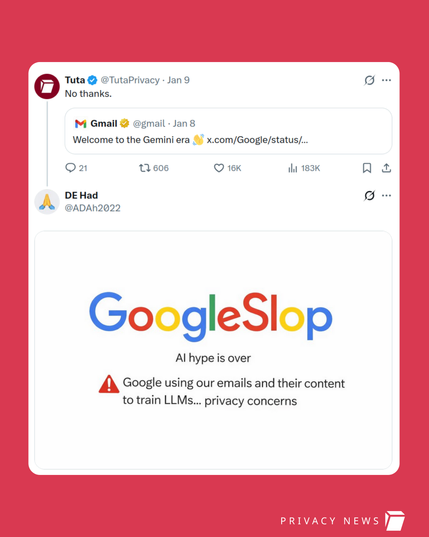 Image shows screenshot of Google saying "Welcome to the Gemini era"