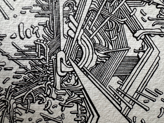 A closeup shot of the artwork. 