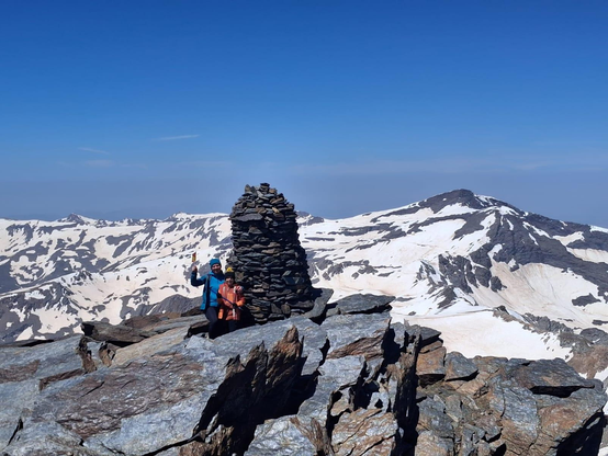Frankie and his Mum at the summit of the highest mountain in mainland Spain, Mulhacen