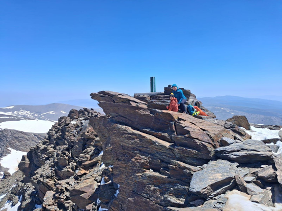 Frankie and his Mum at the summit of the highest mountain in mainland Spain, Mulhacen