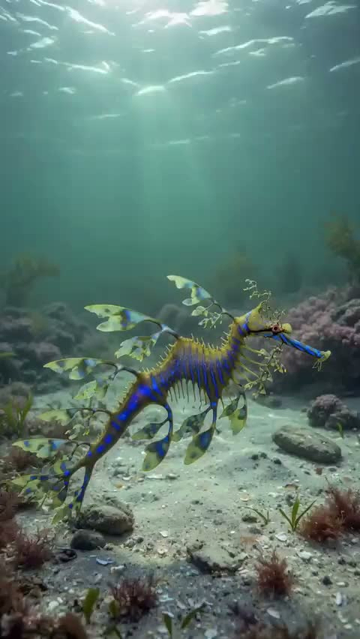 les branchages d'un dragon évoluant sous les eaux dans une lumière verte