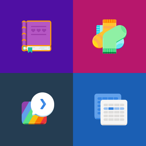 4 app icons in a coloured grid. See the previous posts in this thread for detailed descriptions.