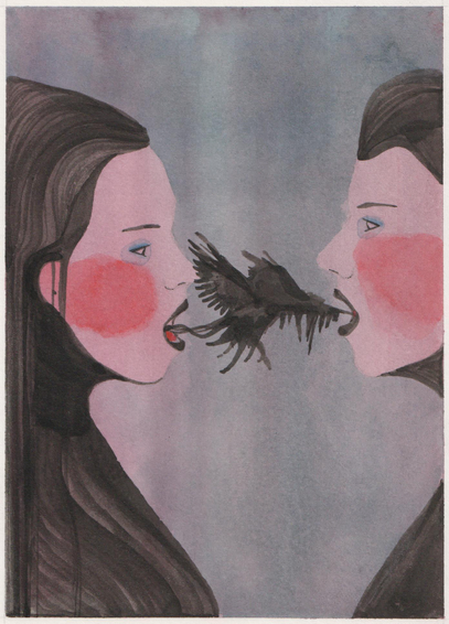 Dessin de deux personnes de profil, face à face. Quelque chose de noir sort de leurs bouches et les relie.