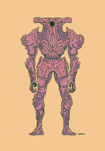 Illustration of an humanoid monster made of coral