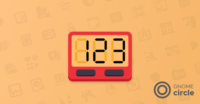 Banner showing the app icon of Tally, resembling a red tally counter. The GNOME Circle logo is in the bottom right corner of the banner.