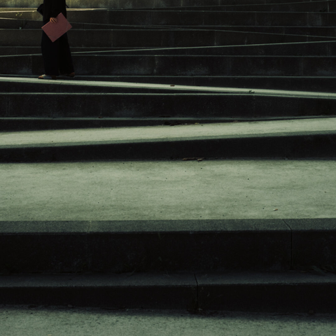 Accessible stairs with a person close to the end
