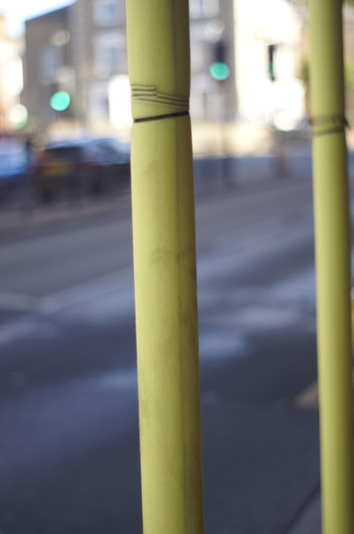 Scaffolding pole covered in padding. 