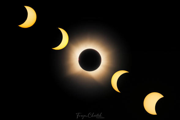 Photography stack of the 2026 total solar eclipse over Spain.
